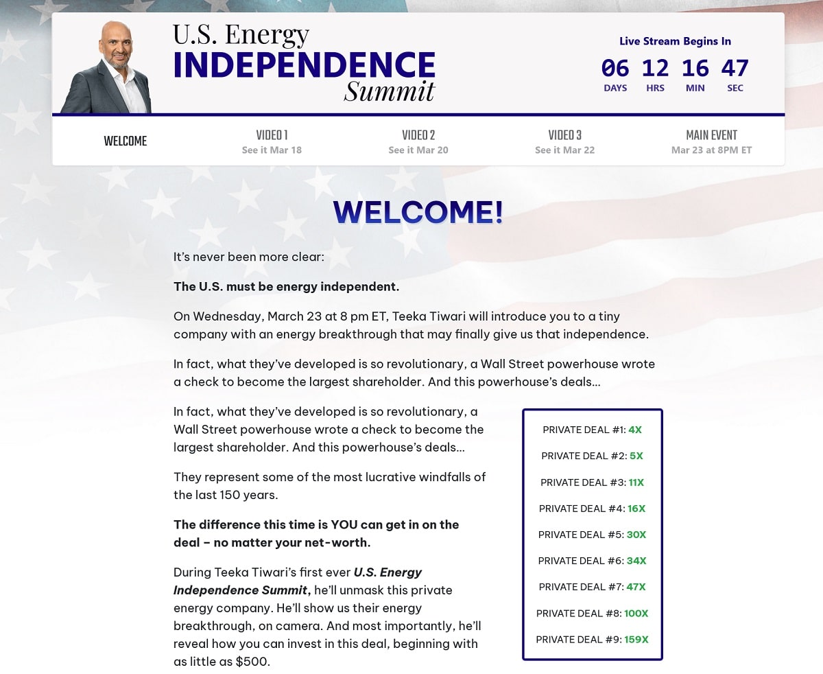 Teeka Tiwari's U.S. Energy Independence Summit