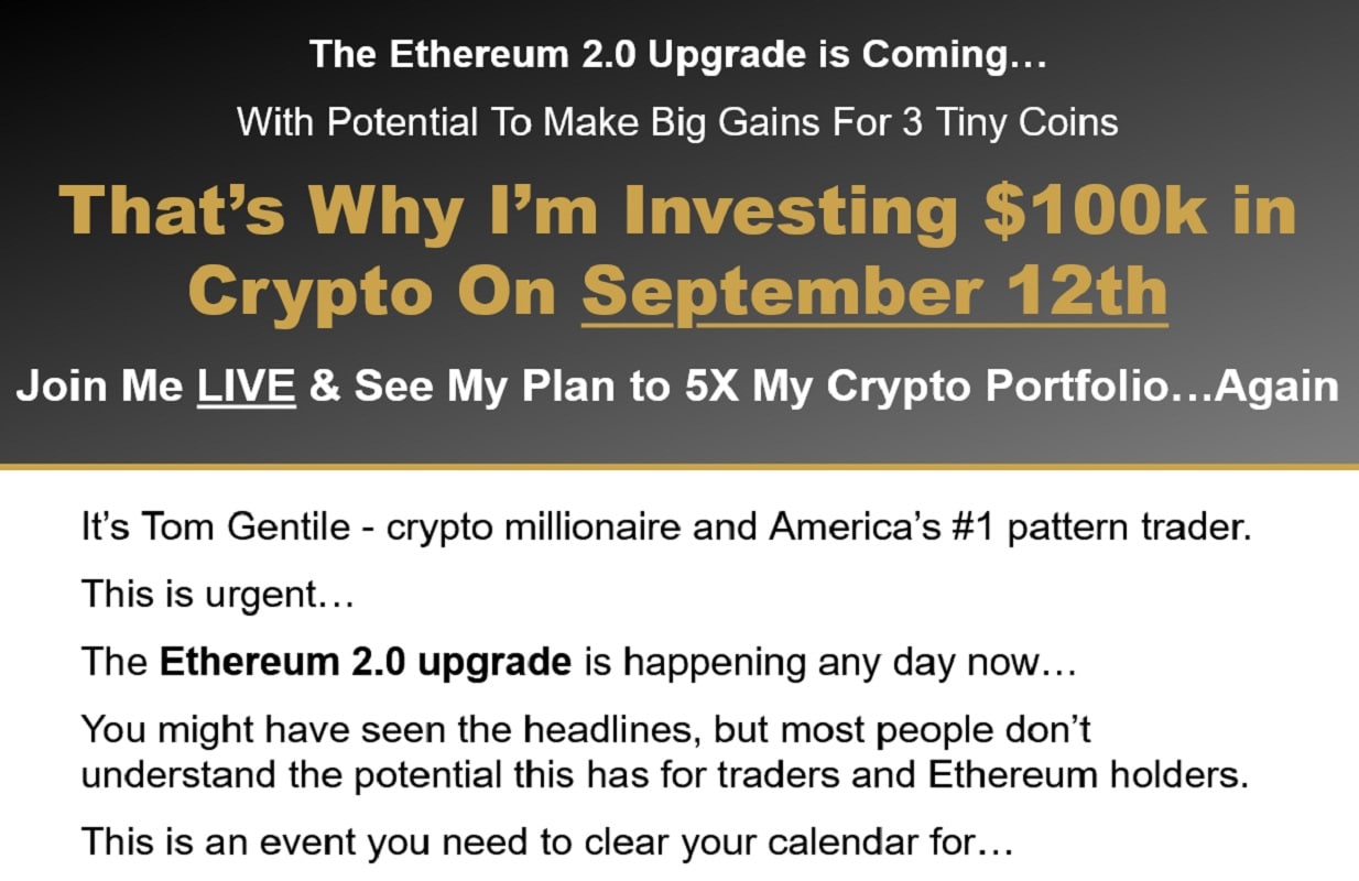 Tom Gentile Crypto Wealth Bootcamp - Investing in 4 cryptocurrencies BEFORE the ETH 2.0 upgrade