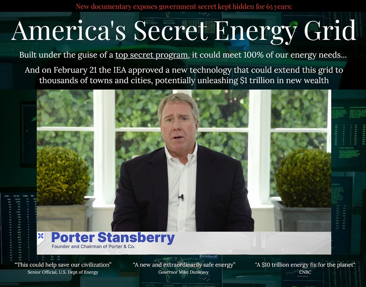 Porter Stansberry Secret Energy Grid [Reagan's Final Premonition]